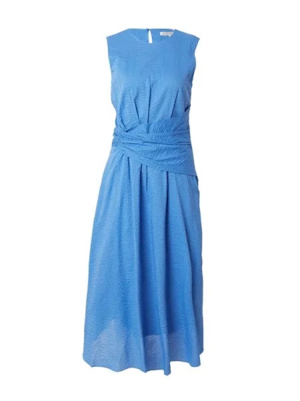 Frame  Bright Blue COTTON Sleeveless Midi Dress with Twisted Waist